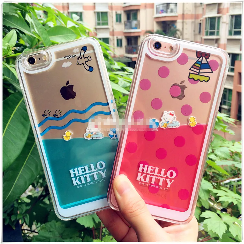 Супер Cute Hello Kitty KT кошка Жидкости Прозрачный Зыбучие Пески Случай Мобильного