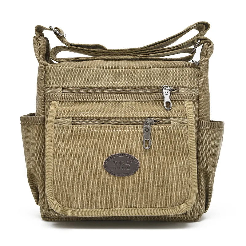 Mens Canvas Travel School Satchel Crossbody Shoulder Bag Pockets Messenger Pouch