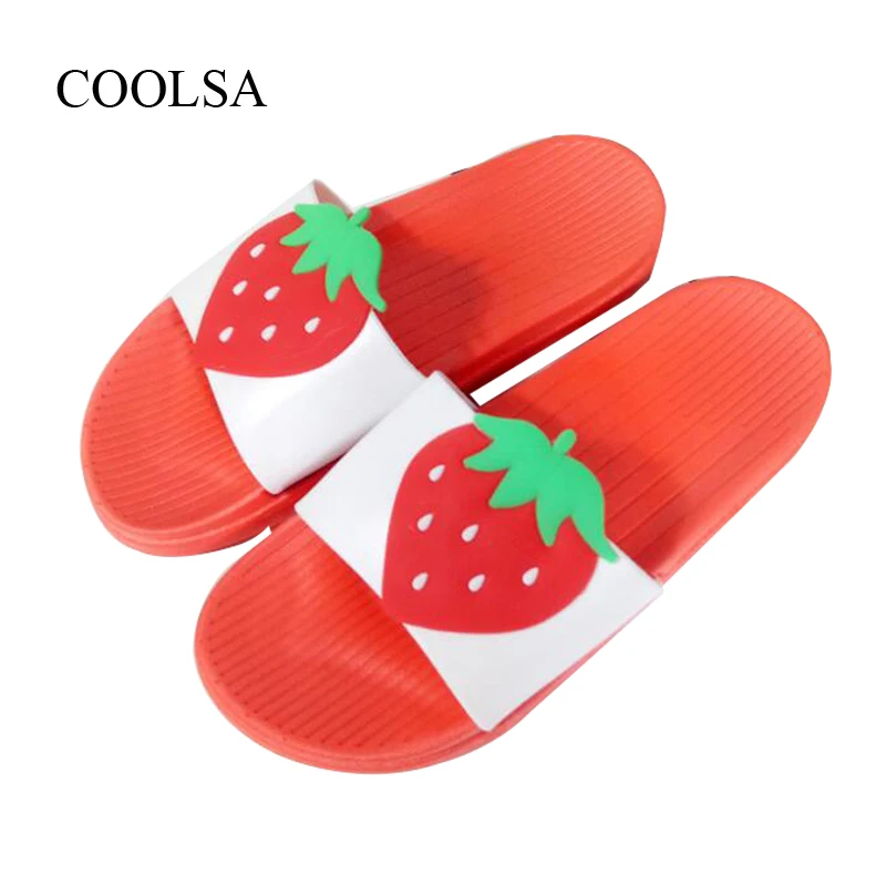 

COOLSA Women's Fruit Pattern Slippers Girl Home Bathroom Flat Slippers Summer Beach Casual Cartoon Flip Flops Hot Sale