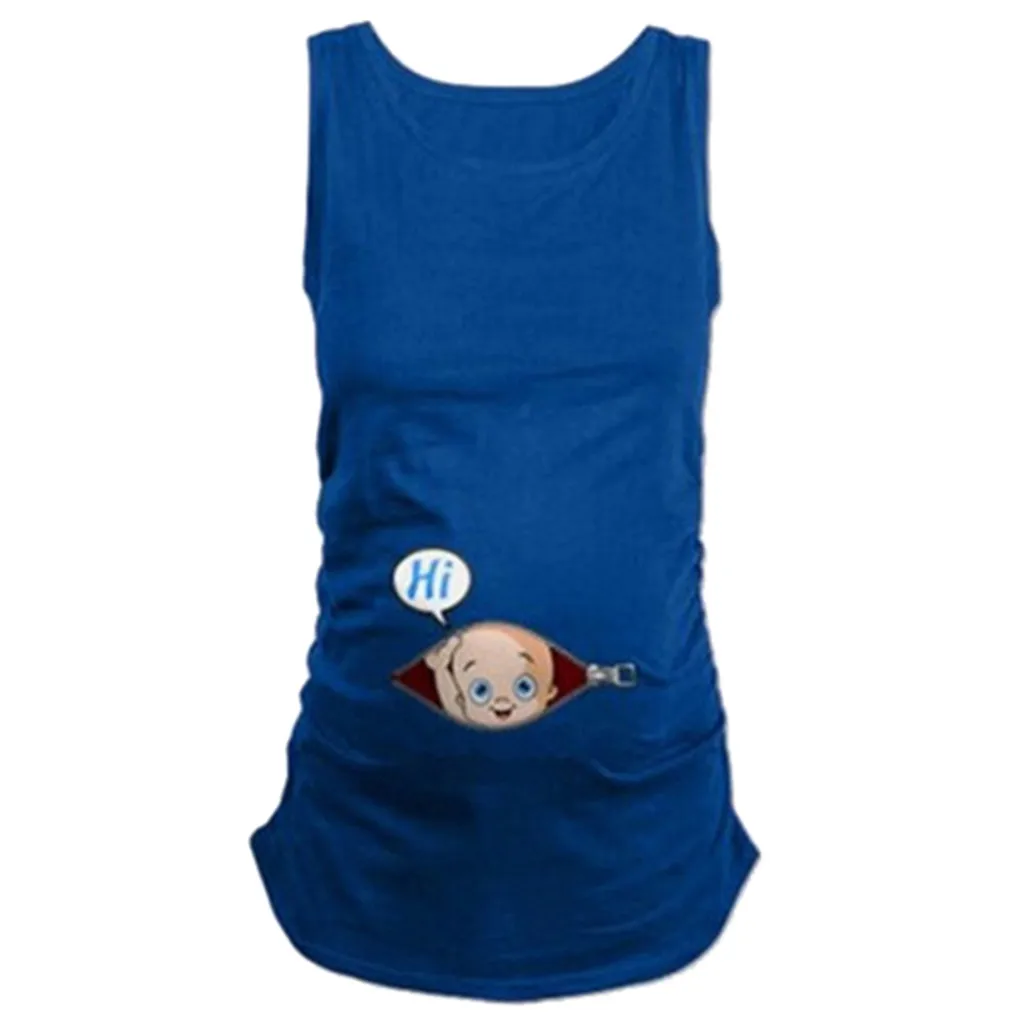 MUQGEW Летний жилет для беременных милый детский жилет с рисунком рубашка для беременных без рукавов Одежда для беременных топы Одежда для беременных - Цвет: Blue A