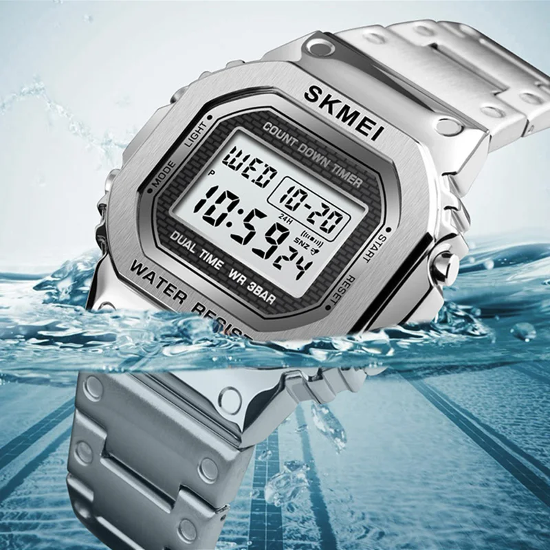 $19.79 Men Watch Outdoor Sport Wristwatch Top Brand Skmei Alarm Clock Stainless Steel Countdown Digital