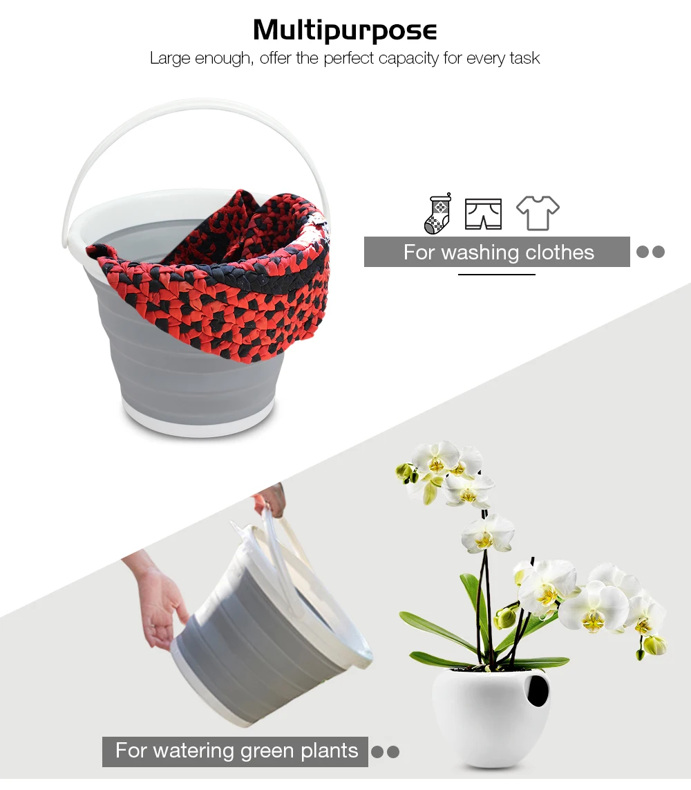 RISAM складной ковшик контейнер для воды Pop-up Space Saving портативный ведро с ручкой