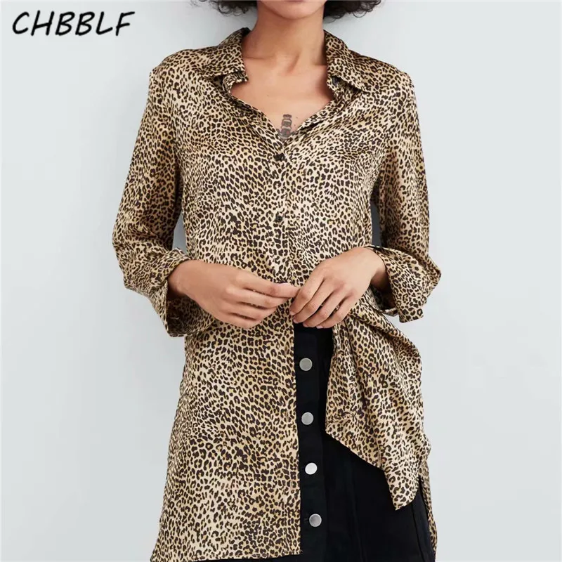 

CHBBLF women stylish leopard print loose blouse long sleeve shirts female casual wear tops blusas BGB8451