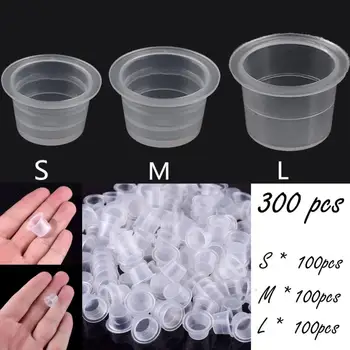 

ATOMUS 300pcs Disposable Plastic pigment Tattoo Ink Cups Caps Holder Permanent Makeup Supplies 3 Sizes Tattoo Accessories 5M0105