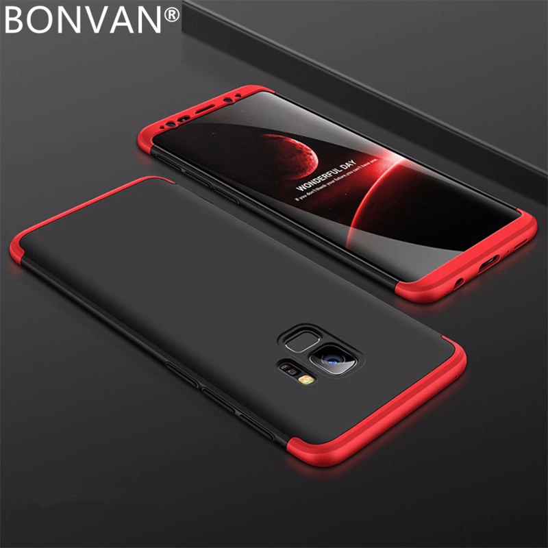 

BONVAN 3 in 1 Case for Samsung Galaxy S9 Plus Whole Protective Scrub Shell Hard Matte Full Cover Case for Samsung A8 Plus 2018