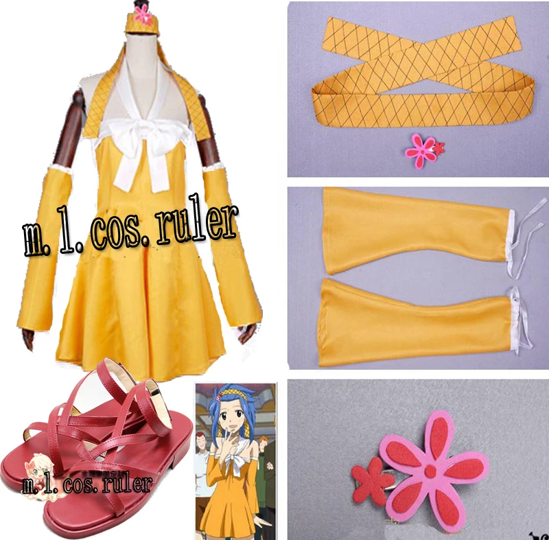 

New Fairy Tail Anime Levy McGarden Uniform Cosplay Costume Beautiful Dress Customized