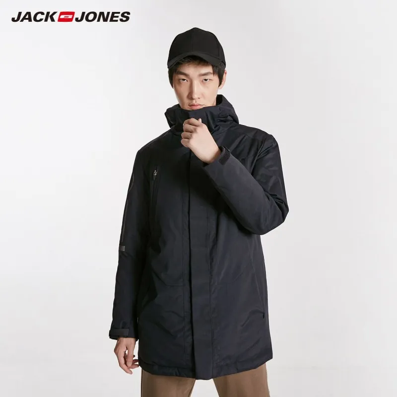 

JackJones Men's Winter Hooded Down Jacket Parka Coat Long Jacket Stand-up Collar Coat Overcoat Menswear 218412503