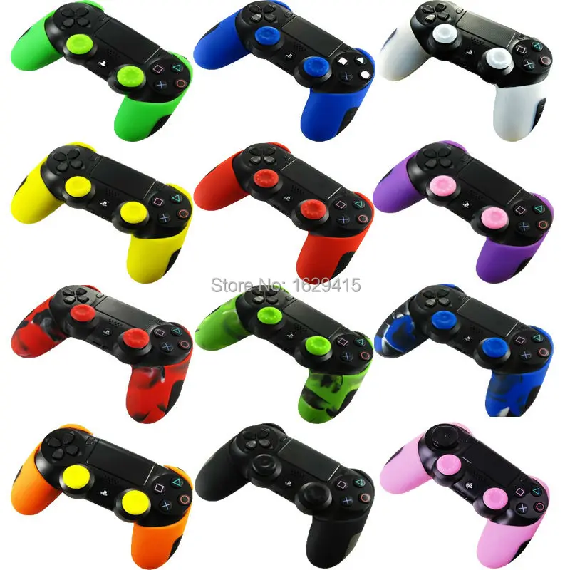 IVYUEEN, 12 цветов, для Playstation Dualshock 4, PS4 PRO, тонкий контроллер, силиконовый, толстый, половинный чехол+ 2 ручки для большого пальца