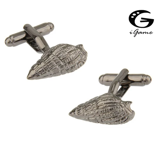 

iGame Conch Cuff Links Quality Brass Material Gunblack Color Sea Shell Design Free Shipping