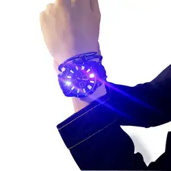 Для светодио дный женщин для мужчин Аналоговый свет искусственная кожа кварцевые наручные часы пара Рождественский подарок часы для