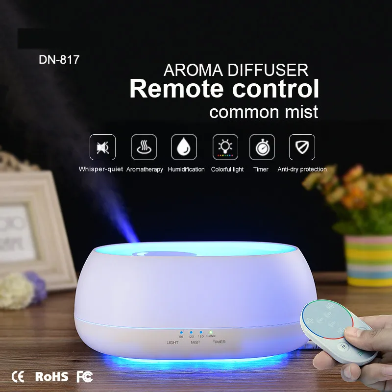 

Household Ultrasonic Air Humidifer Essential Oil Aroma Diffuser LED Night Light Wooden Style Remote Control Humidifier