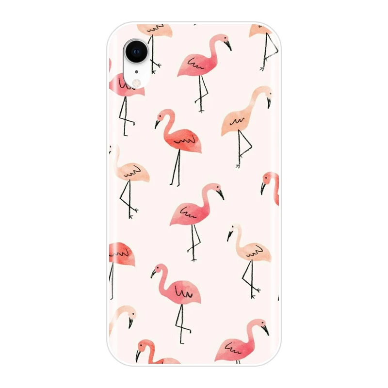 Модный чехол для телефона с фламинго iPhone 6 S 7 8 X XR XS Max силиконовый мягкий