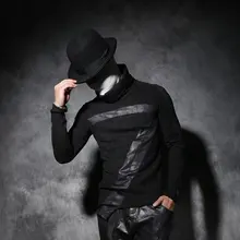 Новинка года зимний мужской пуловер свитер кучи водолазка с длинными рукавами тонкий персонализированные хлопок этап певица костюмы