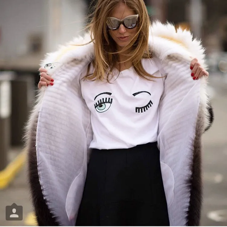 2018 новые модные летние женские футболки Chiara Ferragni свободные повседневные топы с