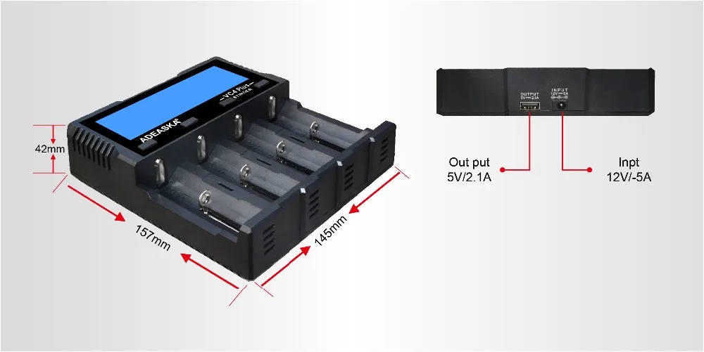 Зарядное устройство ADEASKA VC4 PLUS C4 VC4 lcd для литий-ионных/IMR/INR/ICR/LiFePO4 18650 14500 26650 AA 3,7 1,2 V 1,5 V батареи D4