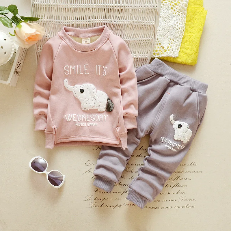 

winter Kids Boys Clothing Set 2 Piece Sets Hooded Coat Suits Fall Cotton Baby Boys Clothes Elephant Mickey