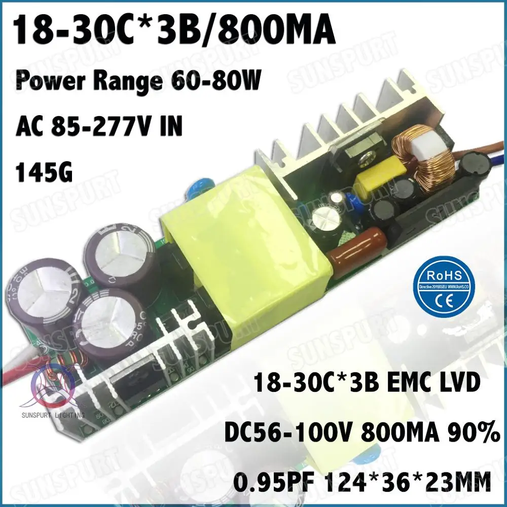 Высокая pfc 5-80 Вт AC85-277V светодиодный драйвер 2-30Cx3B 900mA DC5-100V постоянный ток внутри внешнего IP67 10 Вт 20 вт 30 Вт 80 Вт Бесплатная доставка