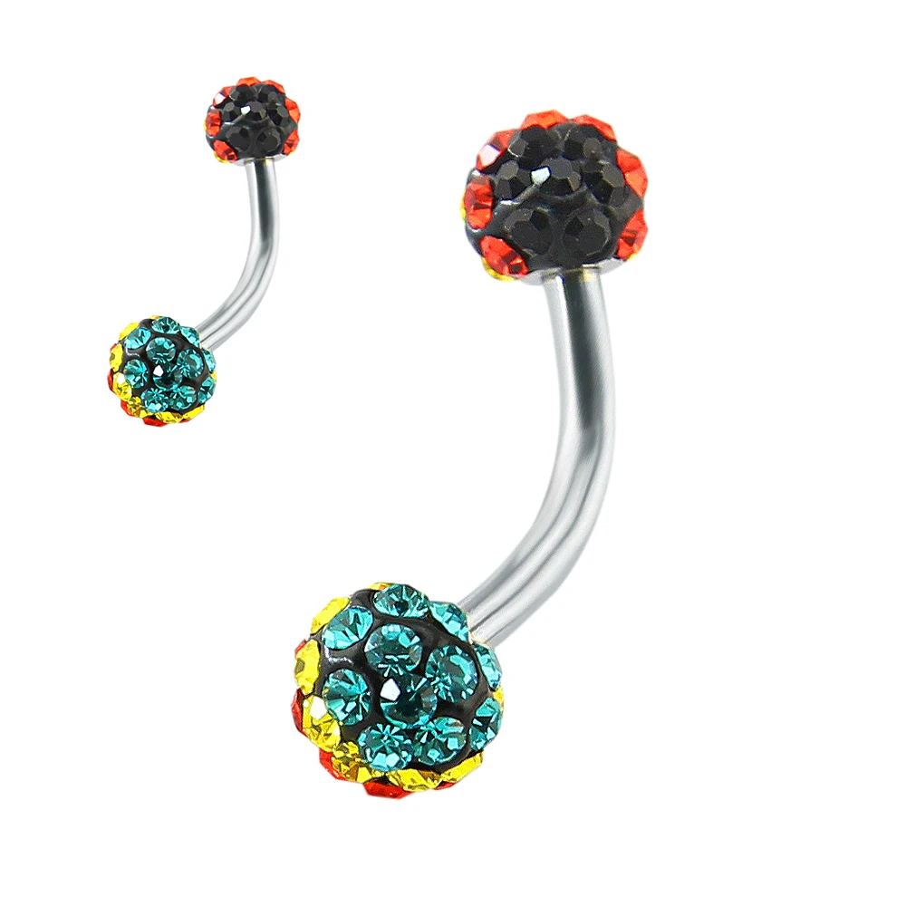 1 Pc Hot Summer Sexy Belly Button Rings Colorful Crystal Ball Design