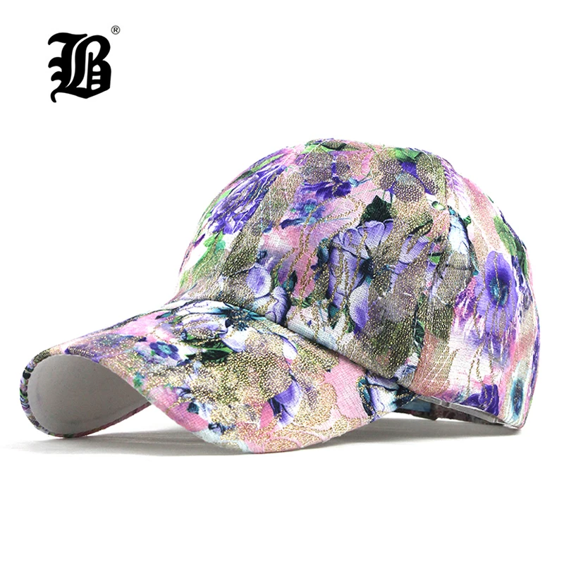 

[FLB] Summer Women's Fashion Casual Sunscreen Breathable Flower Print Lace Baseball Cap Snapback Female Hat Summer Caps F185
