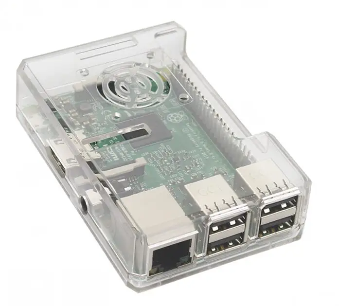 

Clear Case Plastic Shell With Cooling Fan holes For Raspberry Pi 3 Model B