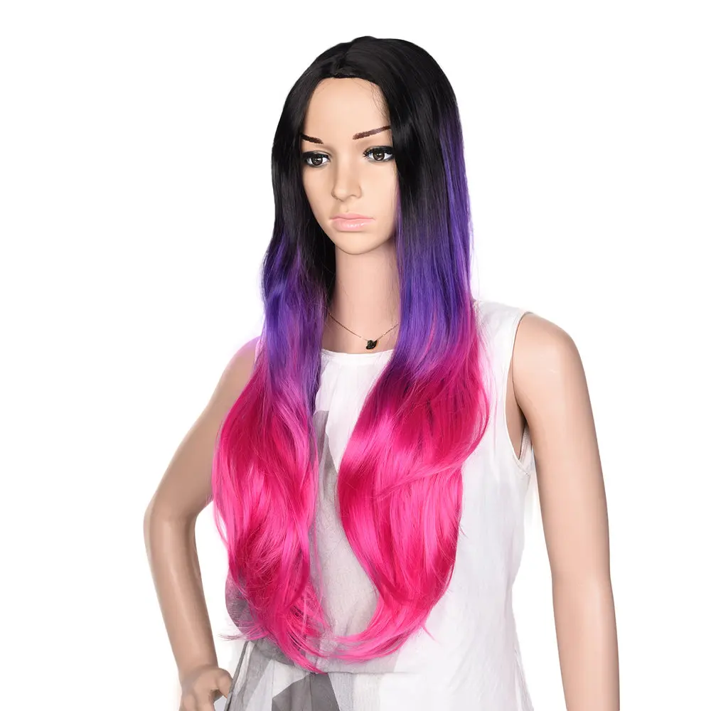 Feilimei Ombre Wigs Synthetic Heat Resistant Hair Extensions Pink Red Gray Purple Long Wavy Females Cosplay Wigs for Women 3 Feilimei Ombre Wigs Synthetic Heat Resistant Hair Extensions Pink Red Gray Purple Long Wavy Females Cosplay Wigs for Women 3
