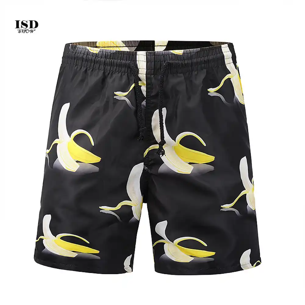 banana print swim trunks