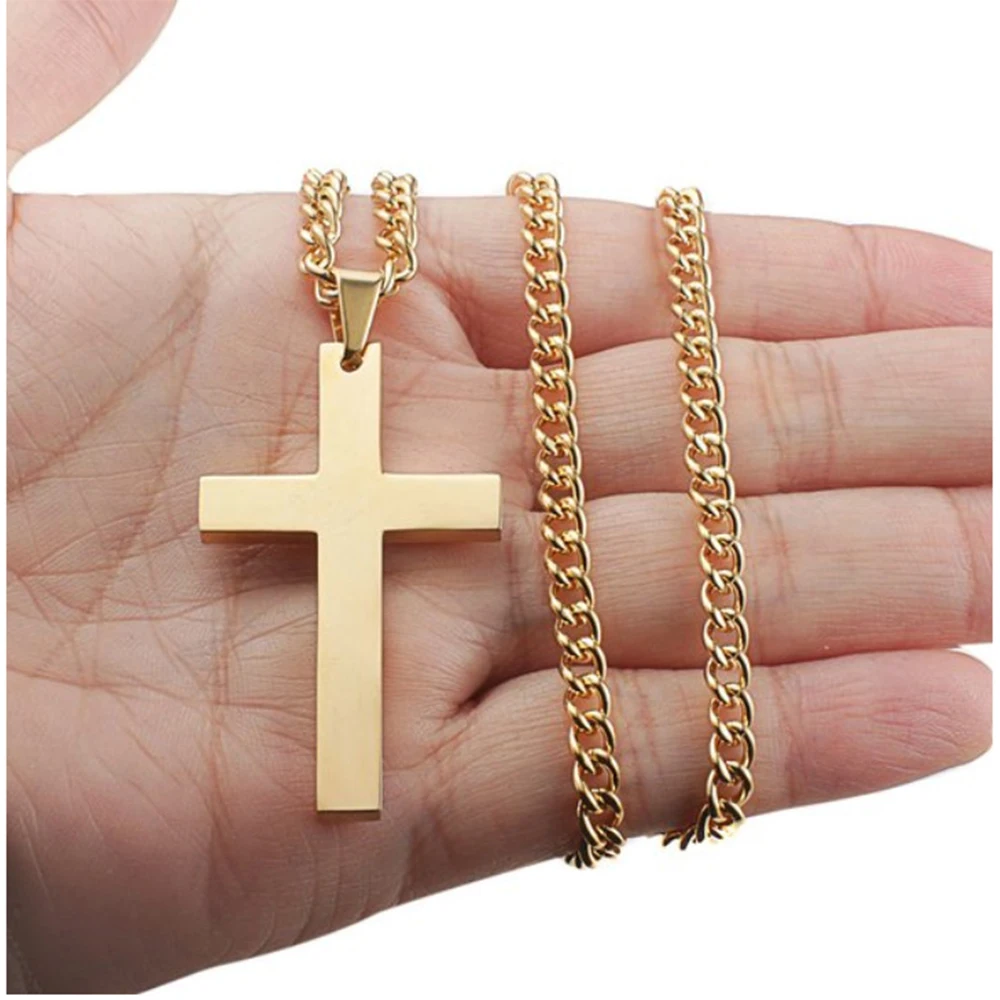 Новая мода титановые ожерелья с крестом из нержавеющей стали золото серебро черный молитвенный чокер крест подвески для мужчин ювелирные изделия