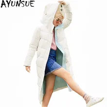 AYUNSUE, модные женские куртки на белом утином пуху, Женская длинная парка с капюшоном, Женское зимнее пальто, толстые парки, Casaco De Inverno, WXF387