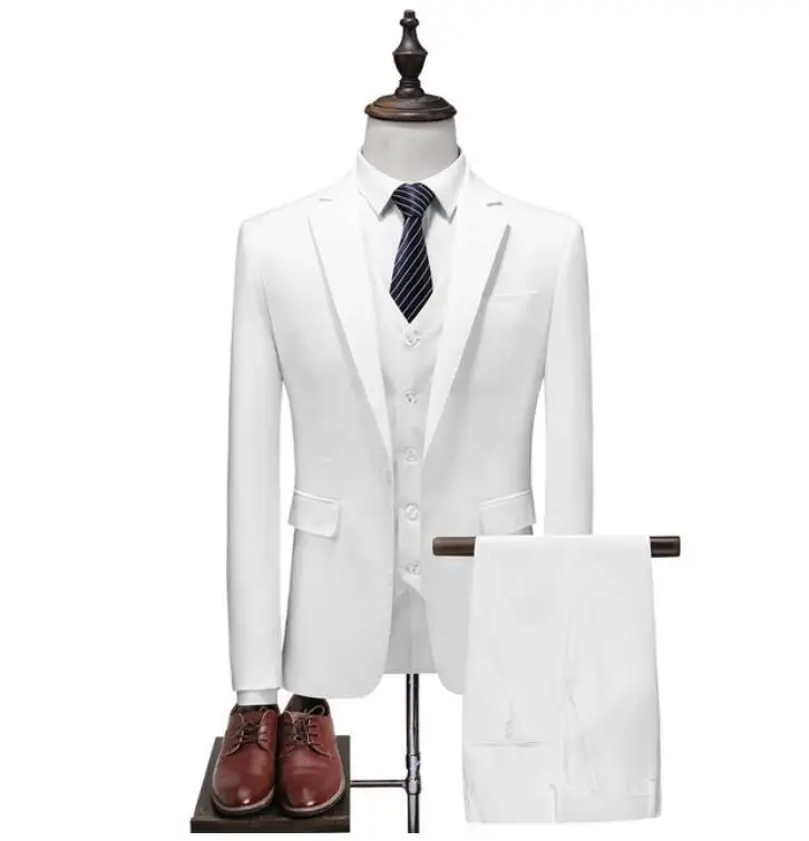 Feitos sob Encomenda das Últimas Últimas dos Homens de Negócios Homens Brancos Smoking Casamento Formal Ternos dos Homens de Negócios Ternos Casuais Moda Jantar Baile 3 Peças Blazer Colete Calças