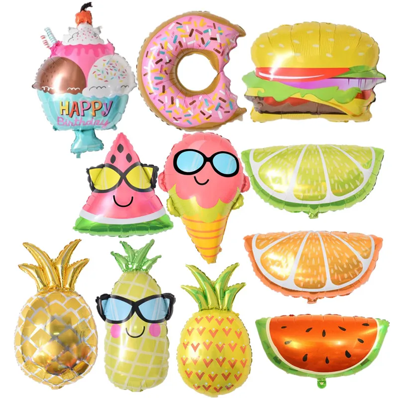 

1PC Fresh Fruit Foil Balloons Ice Cream Hamburger Pineapple Inflatable Air Balloons Birthday Decoration Supplies Kids Gifts Toys