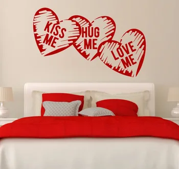 

Love Hearts Kiss Me Hug Me Love Me Marriage Room Bedroom Living Decal Removable Vinyl Art Wall Sticker Autocollant Mural B115