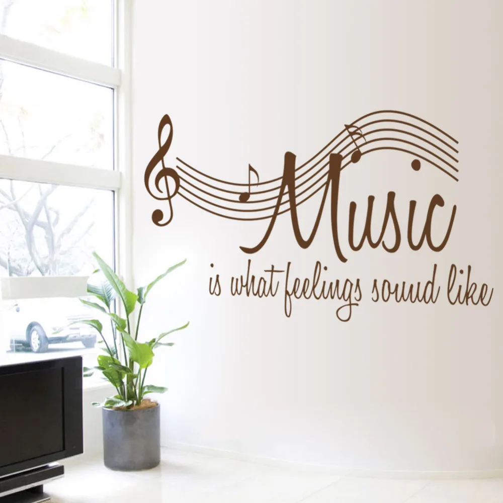 Us 8 12 5 Off 57 106cm Wall Sticker Music Is Feeling Theme Music Bedroom Decor Dancing Music Note Removable Wall Decals Music Shop Classroom In Wall