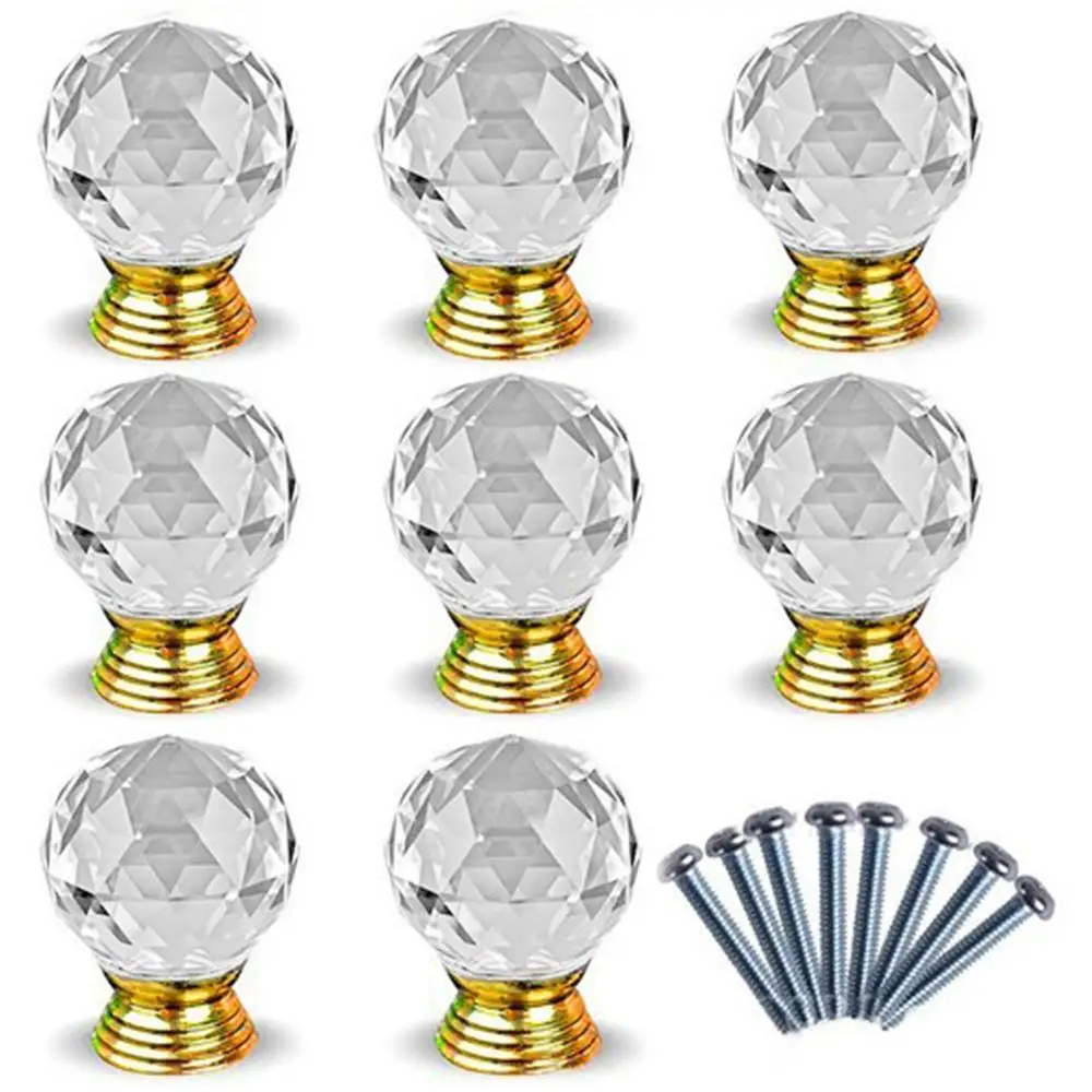 Simple Crystal Ball Door Knobs Zinc Alloy Golden Pull Handle for