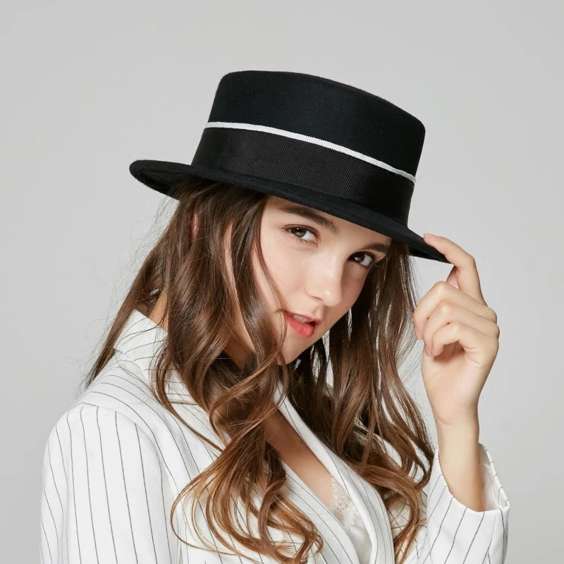 

Girls Wool Fedoras Hat Women Dome Fashion British Cap Girl Autumn Winter Warm Beret Wool Hats Students Panama Jazz Hat B-8696