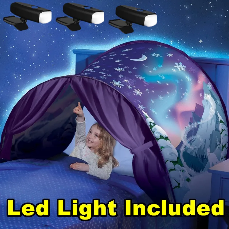 

ONLY $19.99 Dream Tents With 3 Led Unicorn Space Winter Dinosaur 8 Styles Twin Size Children Kid Birthday Christmas Gift