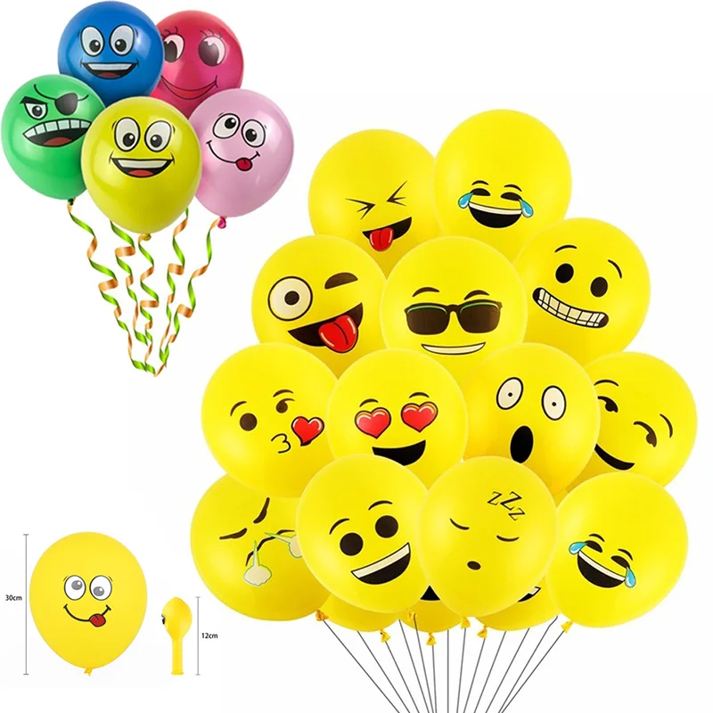 

ZHEYIKE Cute Printed Big Eyes Smiley Latex Balloons Happy Birthday Party Decoration Inflatable Air Ballons Balls for Kids Gift