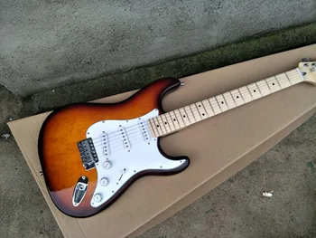 

Factory wholesale electric guitar and SSS pickup, White Pickguard, maple leaf board, custom made, free delivery.