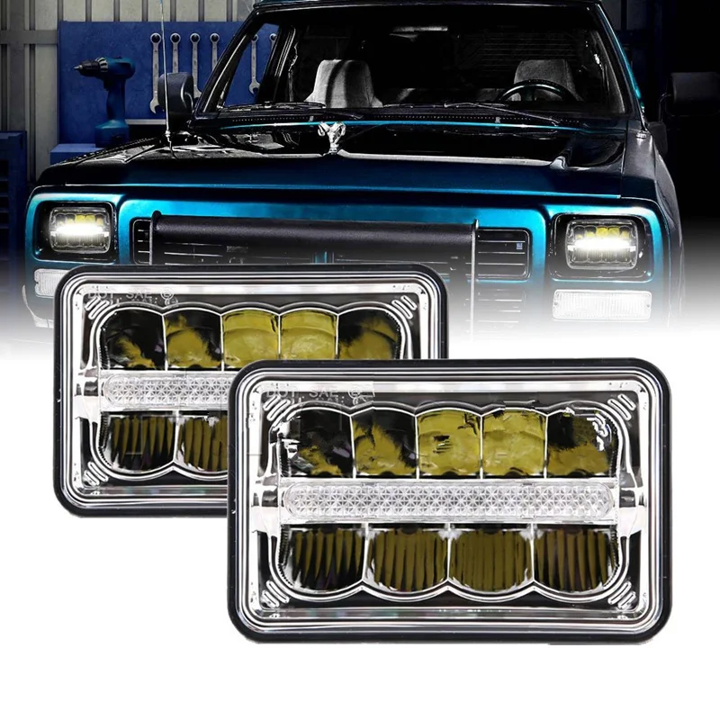 4X6 Inch LED Headlights Replacement H4651 H4652 H4656 H4666 H6545 for GMC Ford Trucks
