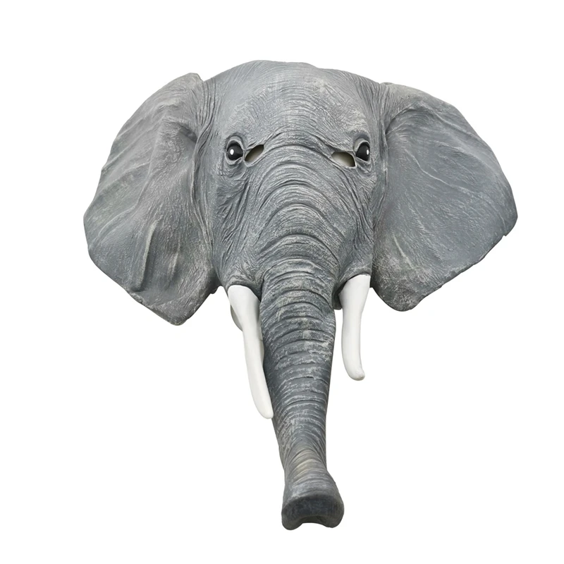

Yacn New Elephant Latex Mask Cartoon Full Head Masks Cosplay Costume Upgraded Version Halloween Party Decorations Gray