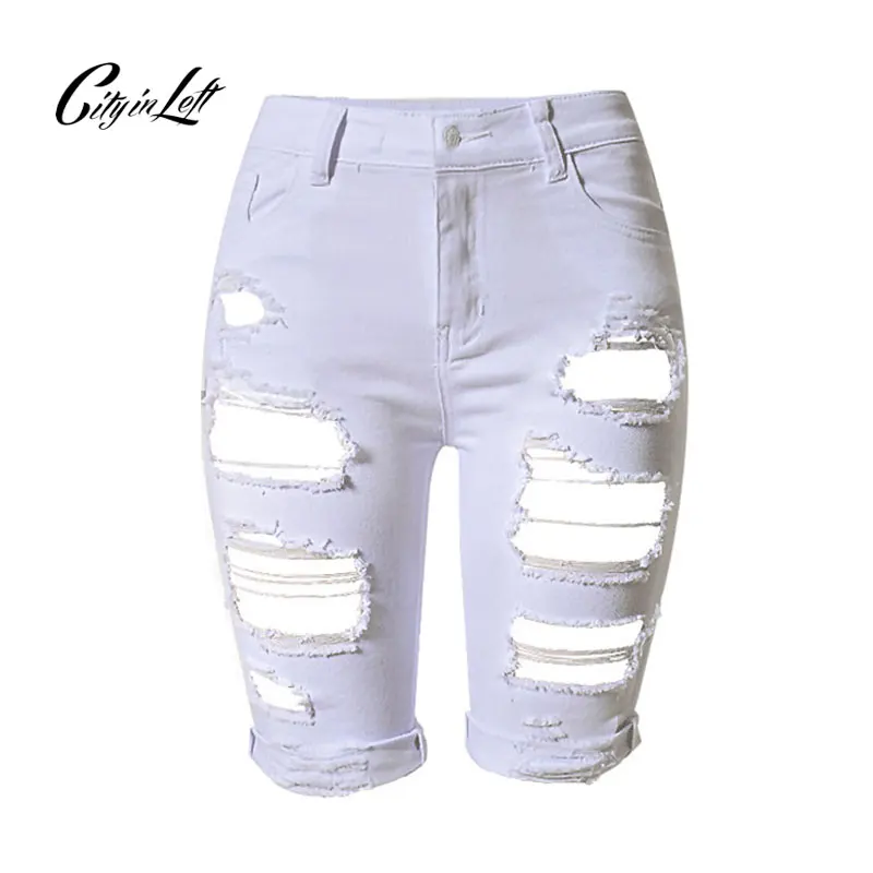 Buy 2018 Women White Denim Summer Style Shorts Fashion Street Shorts Hole Denim