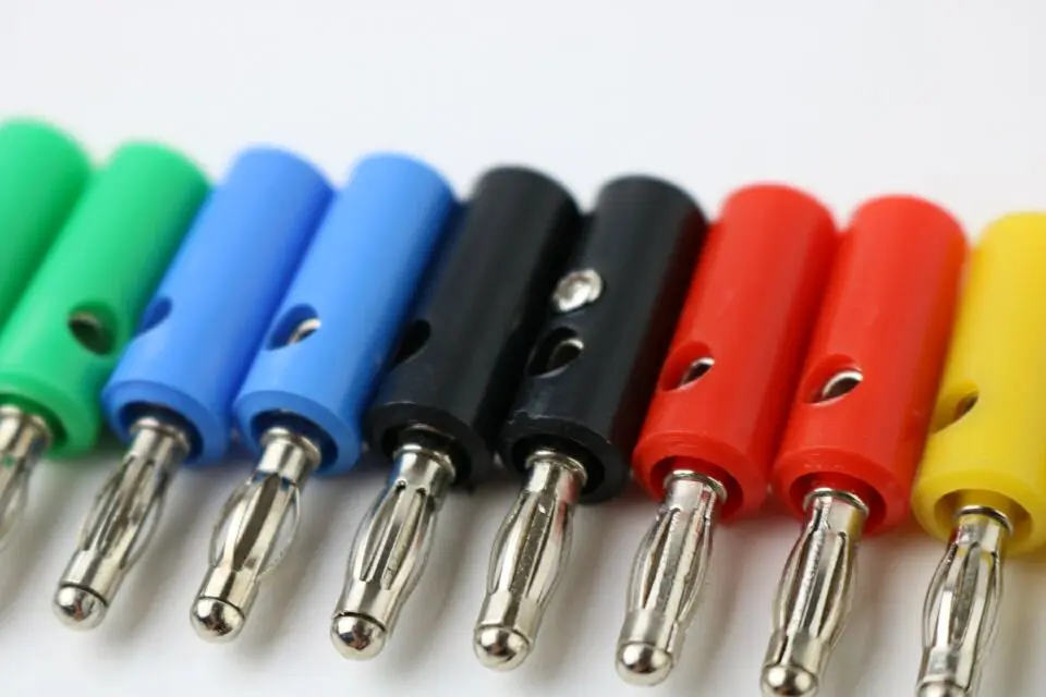 5pcs Black & Red Wire Audio Speaker Cable Banana Plug Connectors 4mm