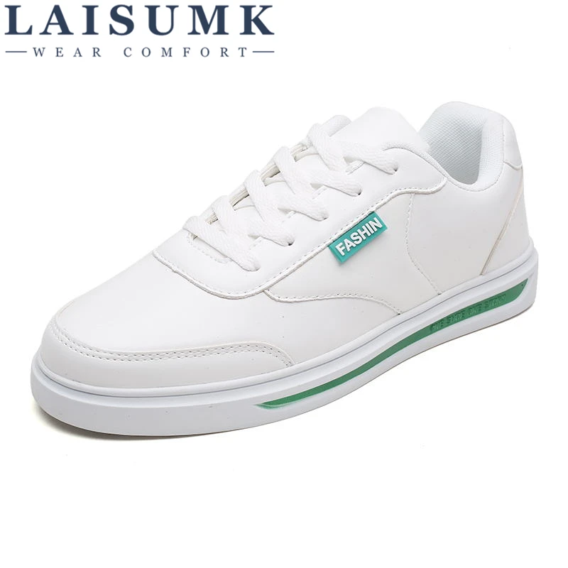 

2019 LAISUMK New Spring Summer Men Casual Shoes Fashion Leather Men Loafers Lace-up Men's Flat Shoes Breathable Sneakers