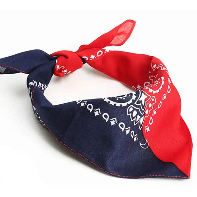 

Bohemian Double Color Block Unisex Cotton Pocket Square Scarf Headband Bandana Hip-Hop Wristband Neck Tie
