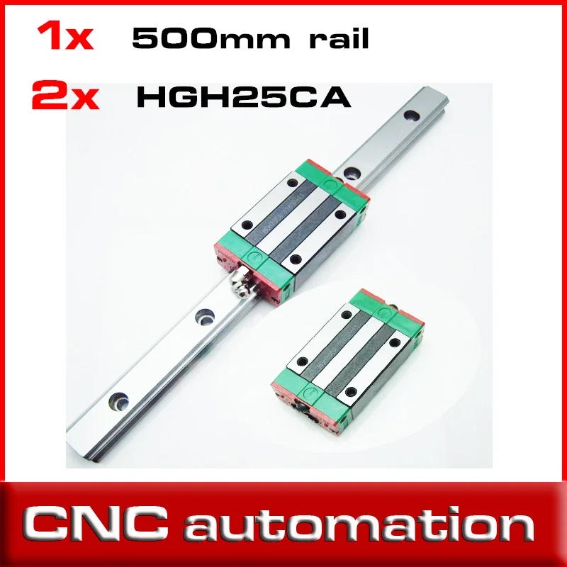 NEW 25mm linear guide 1pc HGR25 L 500mm Linear Rail and 2pcs HGH25CA ...