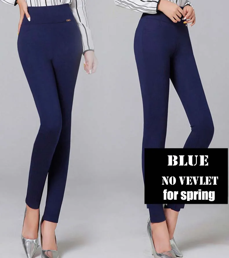 Высококачественные брюки-карандаш капри для женщин летний Стиль Высокая талия Эластичные Обтягивающие Брюки женские брюки женские pantalon femme - Цвет: blue-full