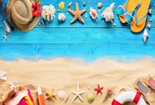 

Laeacco Summer Holiday Wooden Board Starfish Shell Beach Sand Baby Photo Backgrounds Photography Backdrops For Photo Studio