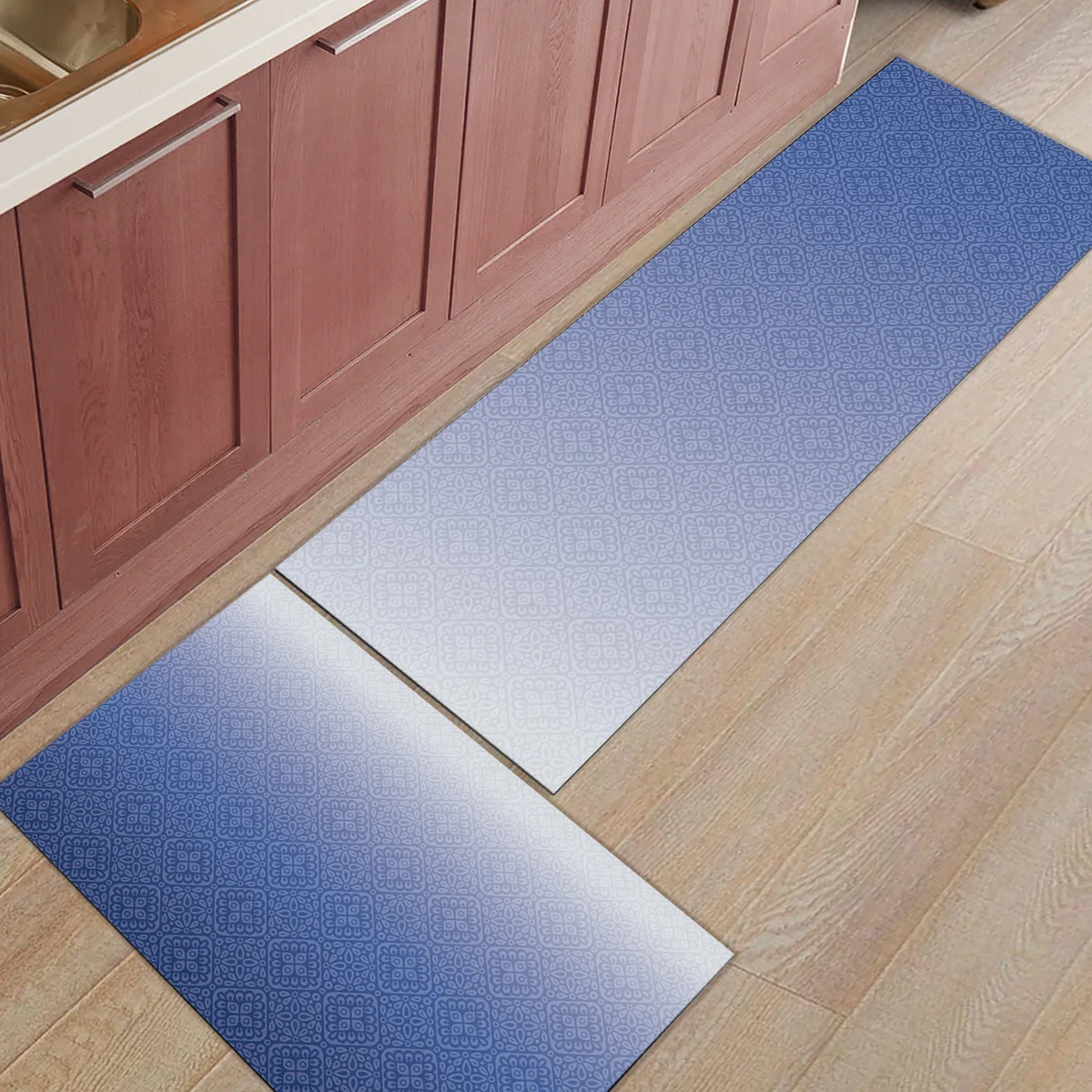 2 шт. кухонные подстилки И КОВРИКИ НАБОР современный градиент классический синий домашний декор Нескользящая зона бегун входной коврик