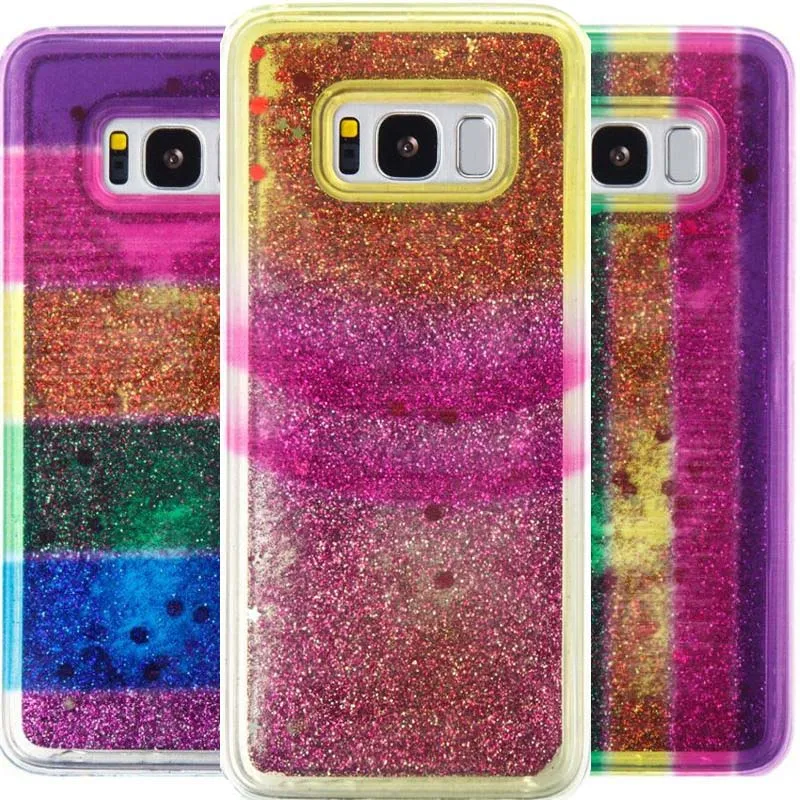 

Cute Rainbow Style Case For Samsung Galaxy S8 Plus S7 S6 Edge S5 A3 A5 J3 J5 2016 Case Liquid Shining Phone Soft Back Cover P03G