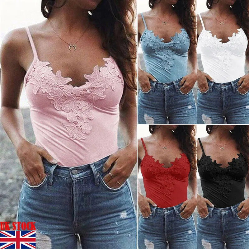 

Women's Top Lace Sexy Off-Shoulder Floral Vest Tank Top Camisole Sling Deep V Fashion Sling