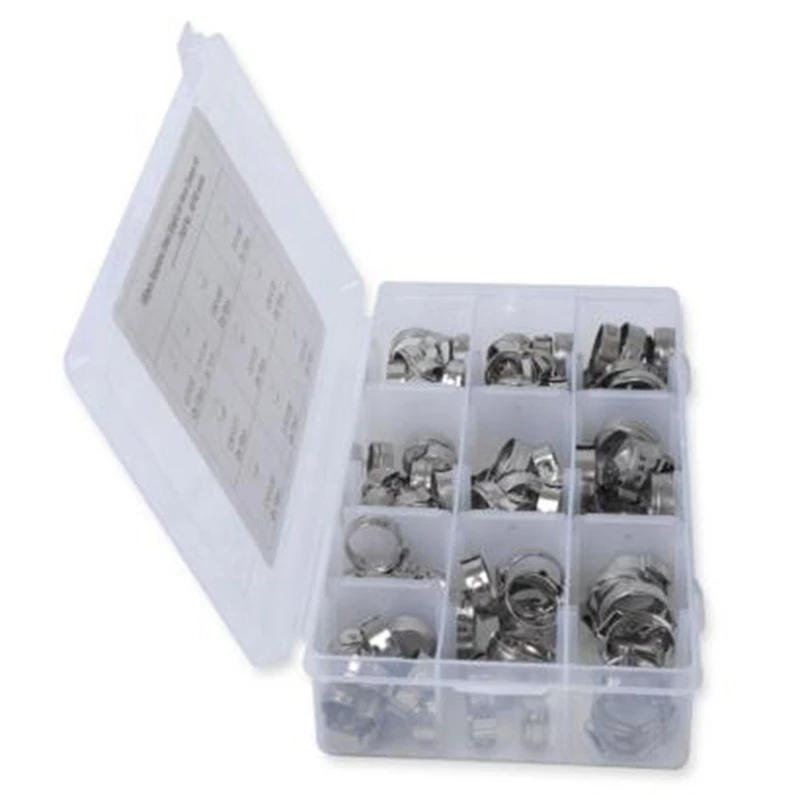 100Pcs Hose Clamps Precision Stainless Steel Ear Hose Pipe Clamps For Car Hose Home Appliance Line Machinery Equipment Single
